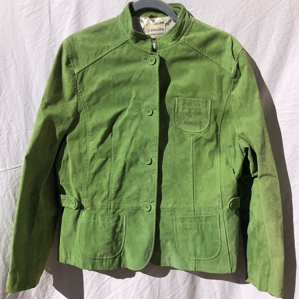 100% green suede leather jacket. - 518